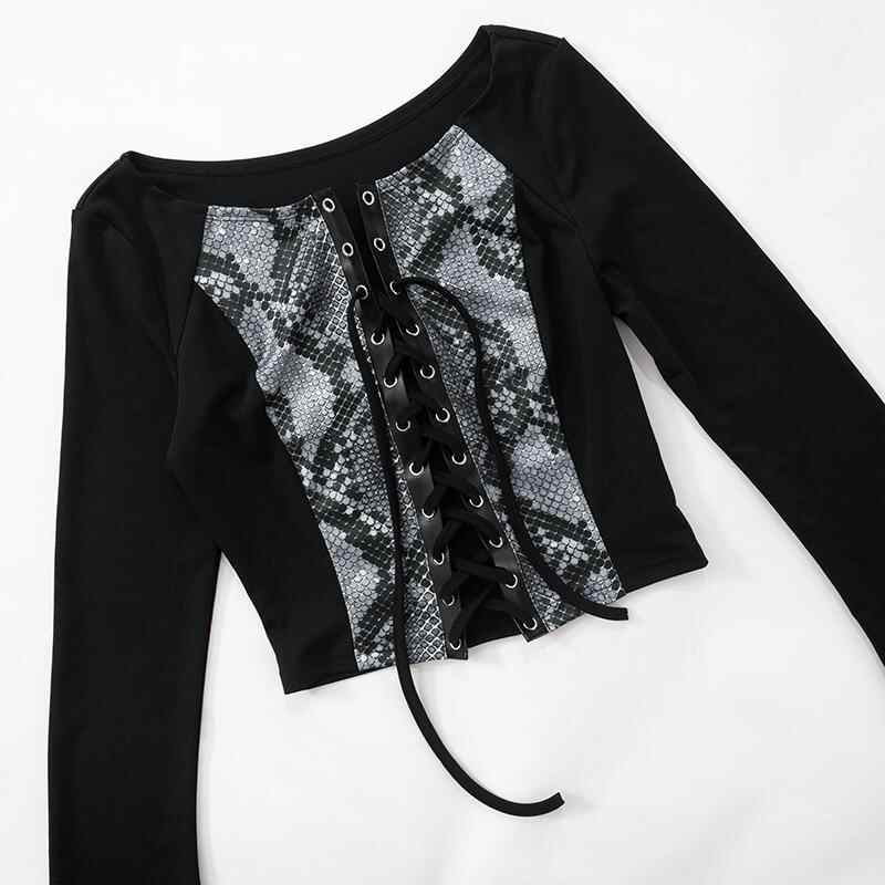 Grunge Snake Goth Long-sleeved Top - Image 4