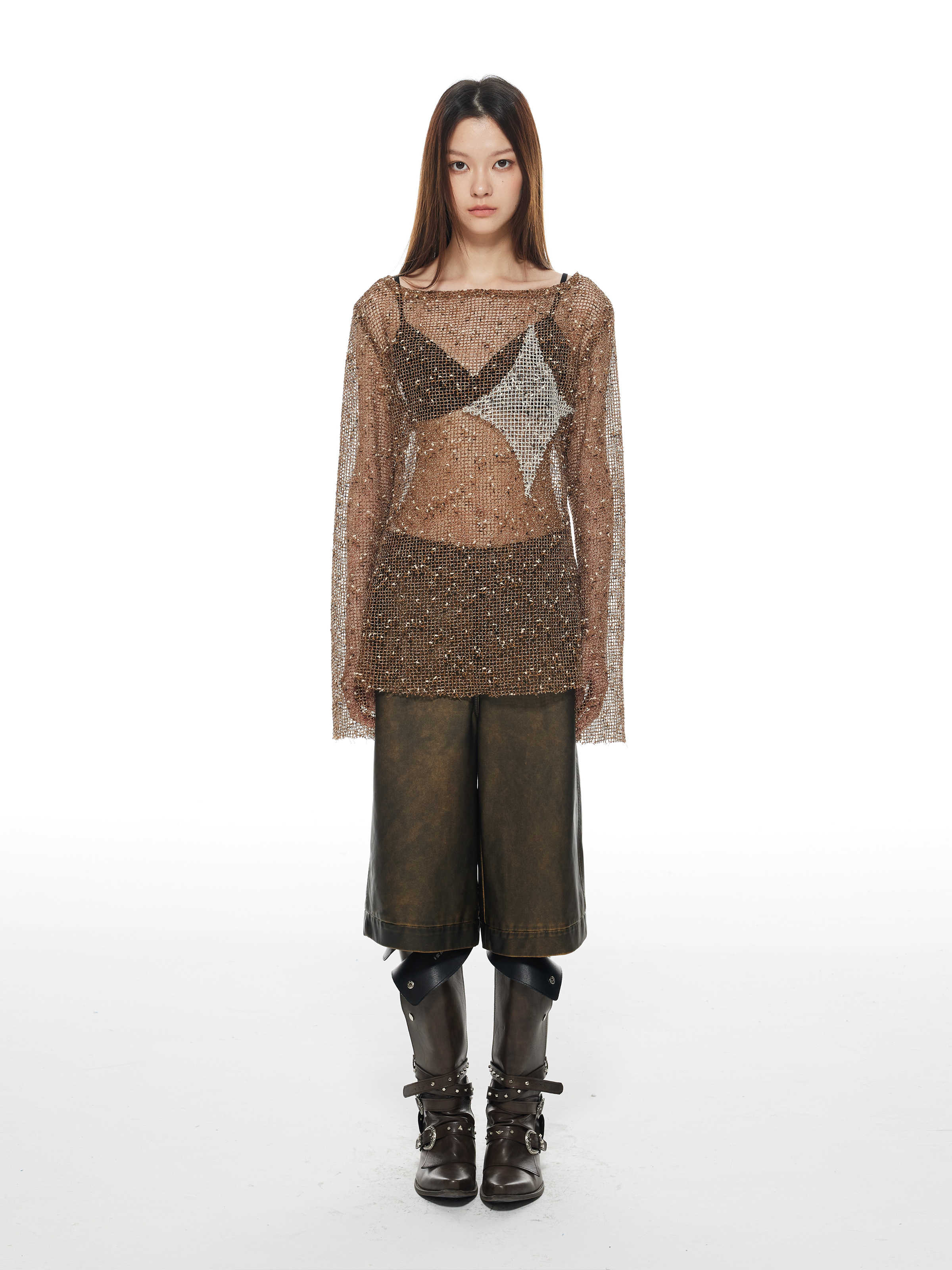 Grunge Stars Hollow Loose Long-sleeved Top - Image 5