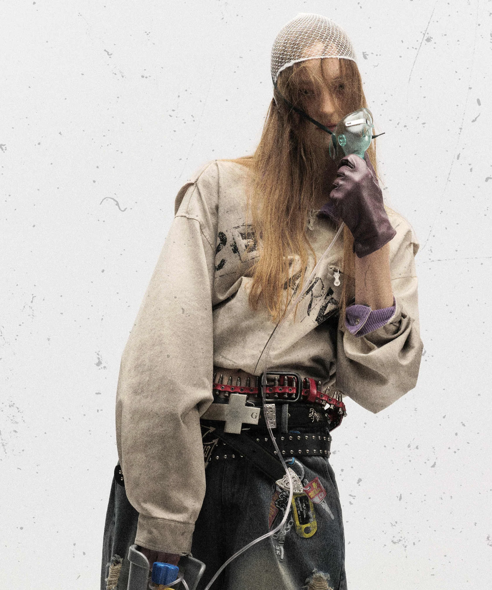 Grunge Street Dirty Washed Badge Jacket - Image 2