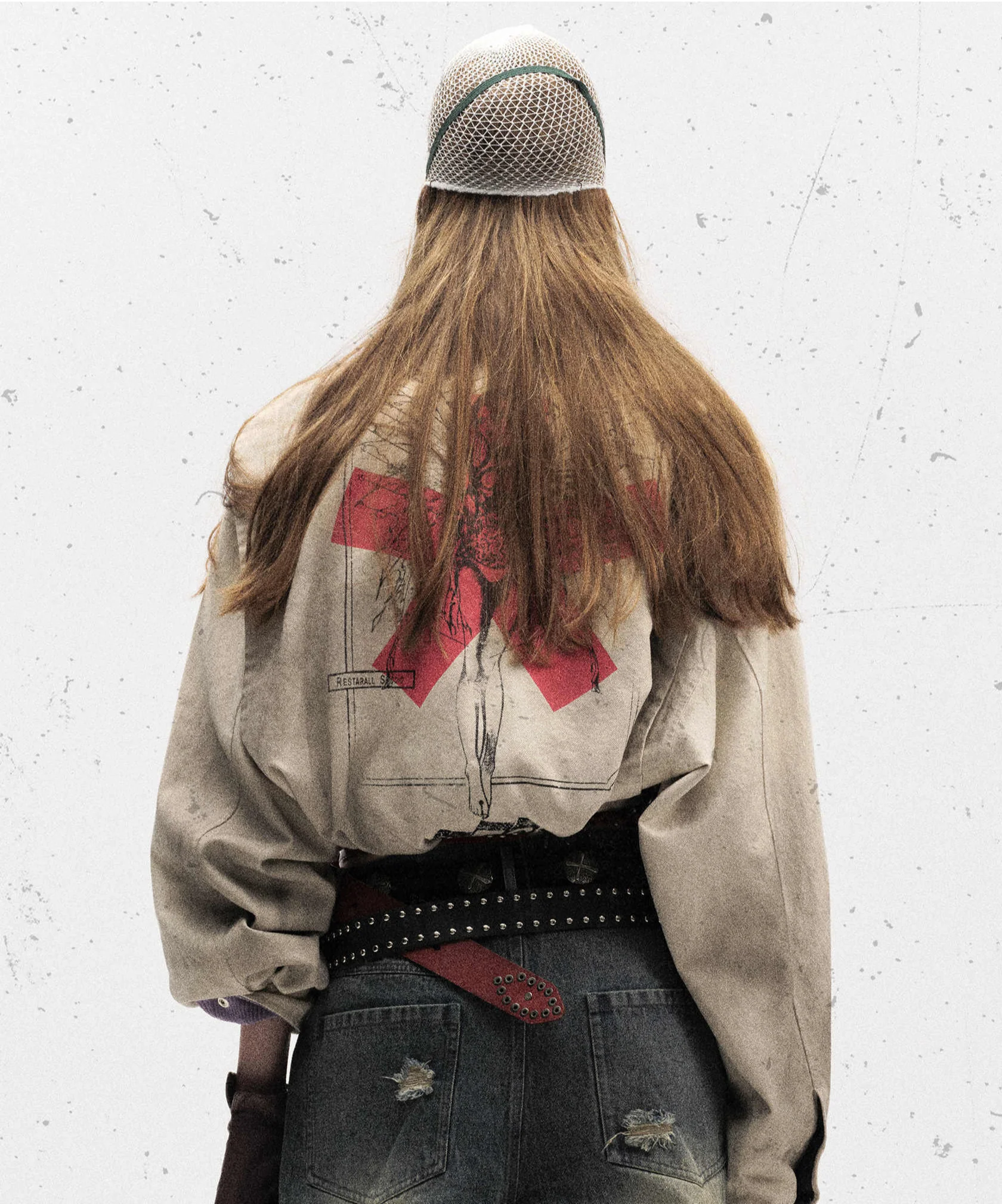 Grunge Street Dirty Washed Badge Jacket - Image 3