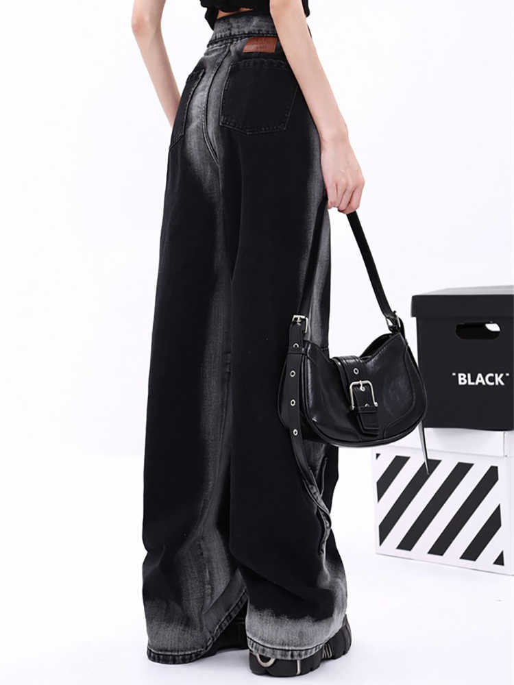 Grunge Street Distressed Cuff Baggy Jeans - Image 4