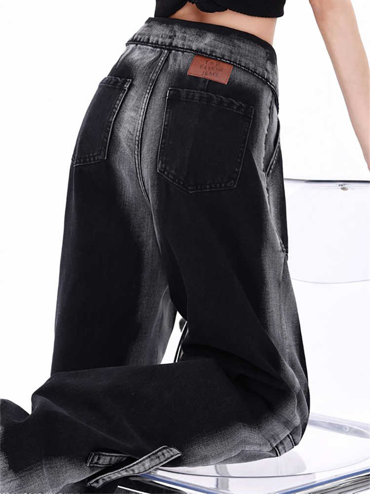 Grunge Street Distressed Cuff Baggy Jeans - Image 5