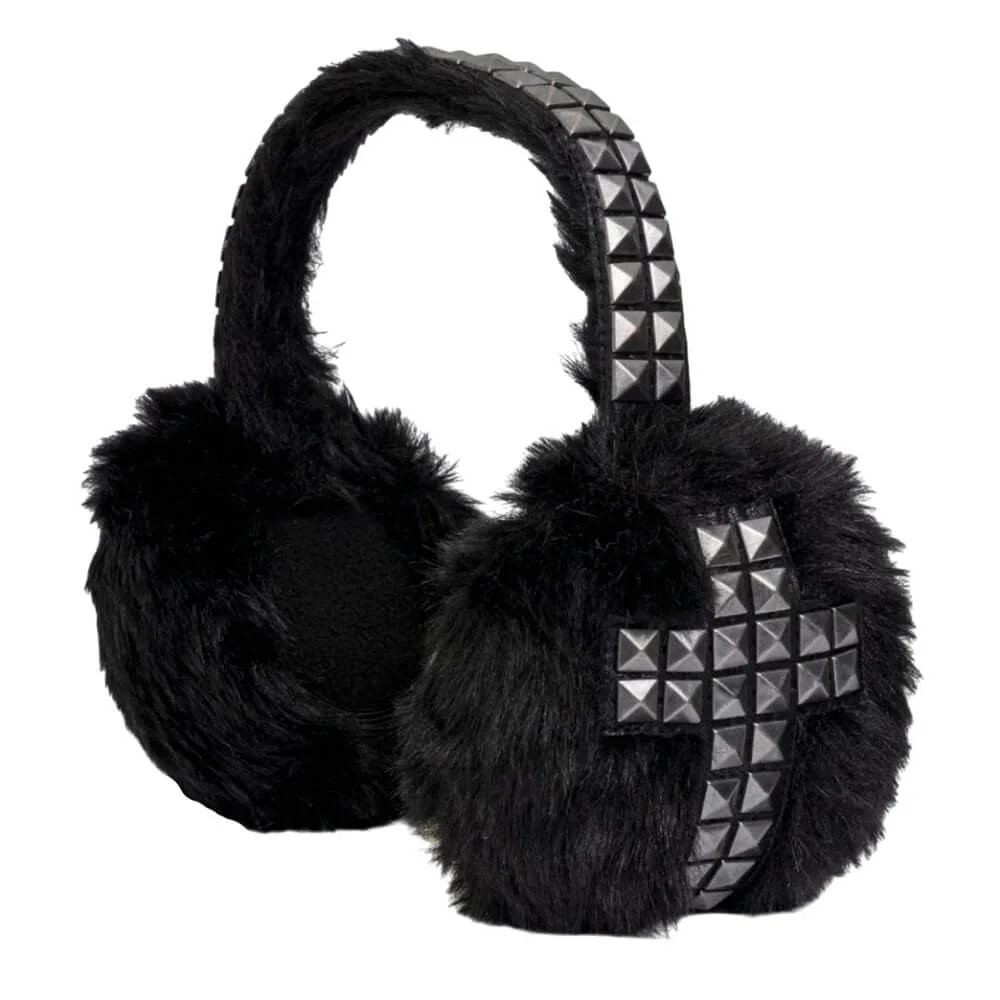 Grunge Studded Cross Earmuffs - Image 2