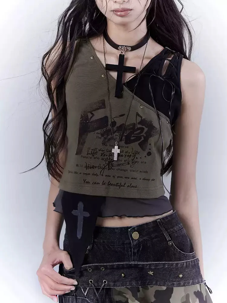 Grunge Wasteland Slim Printed Vest Top