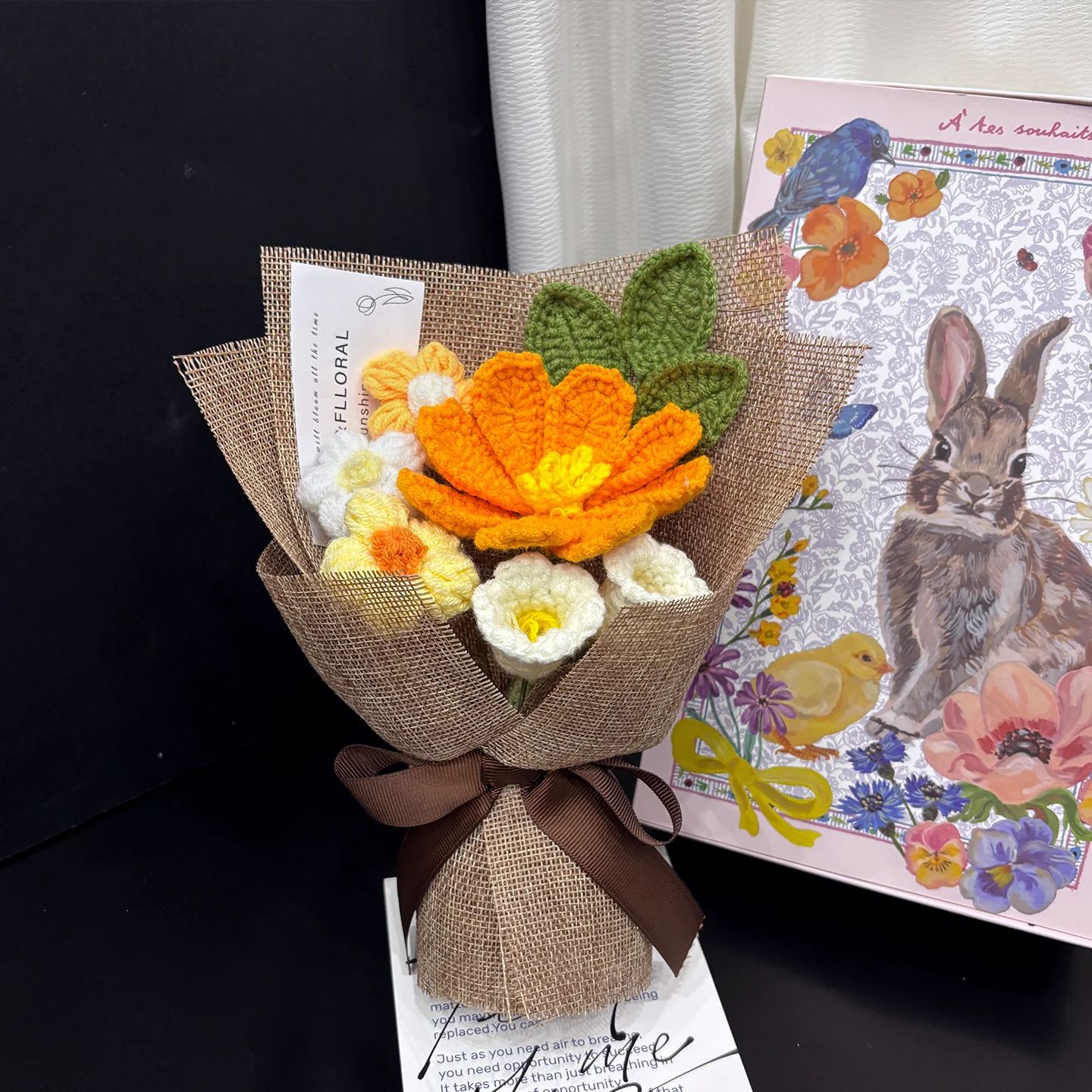 Hand-knitted small flowers bouquet - Image 3