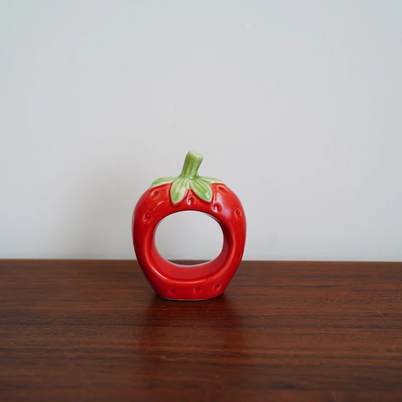 hand-painted strawberry shape ceramic dinner plate - Image 3