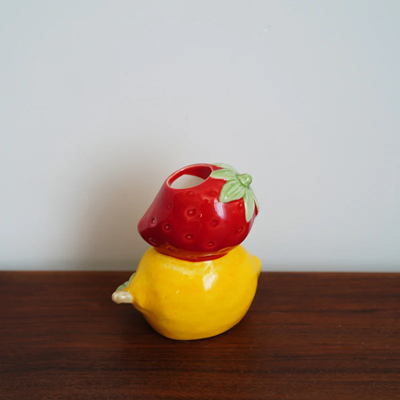 hand-painted strawberry shape ceramic dinner plate - Image 4