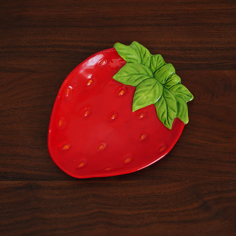 hand-painted strawberry shape ceramic dinner plate - Image 6