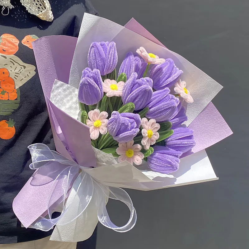 hand-woven tulips simulated twist stick bouquet - Image 2