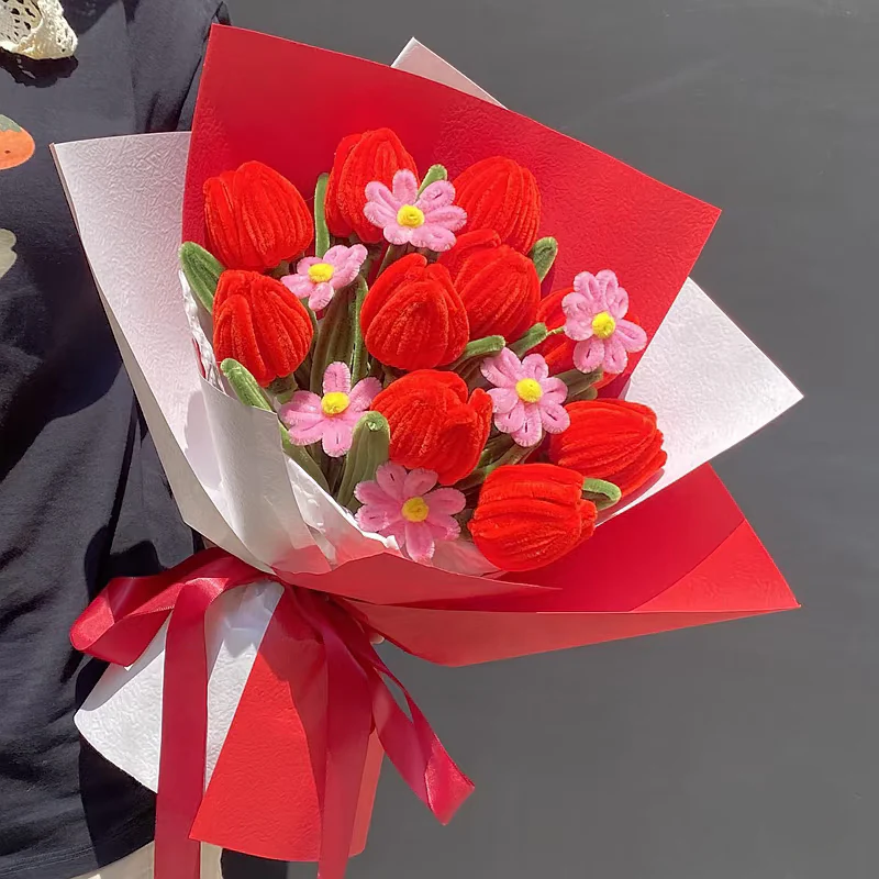hand-woven tulips simulated twist stick bouquet - Image 6