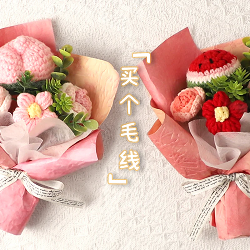handmade knitted wool flower bouquet - Image 12