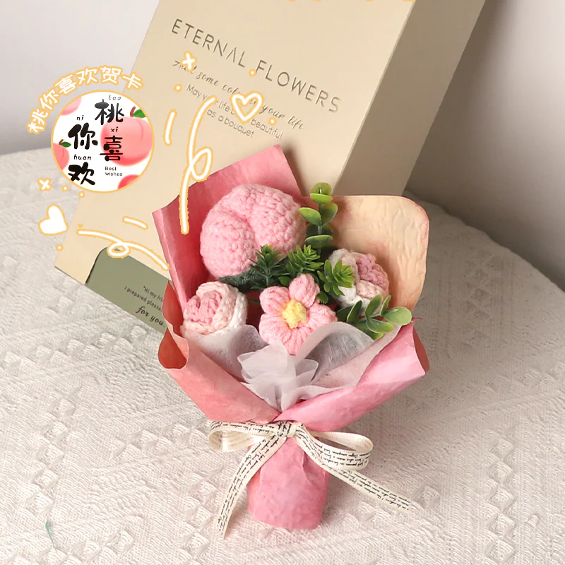 handmade knitted wool flower bouquet - Image 4