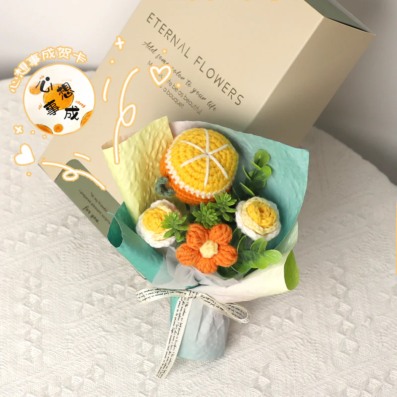 handmade knitted wool flower bouquet - Image 7