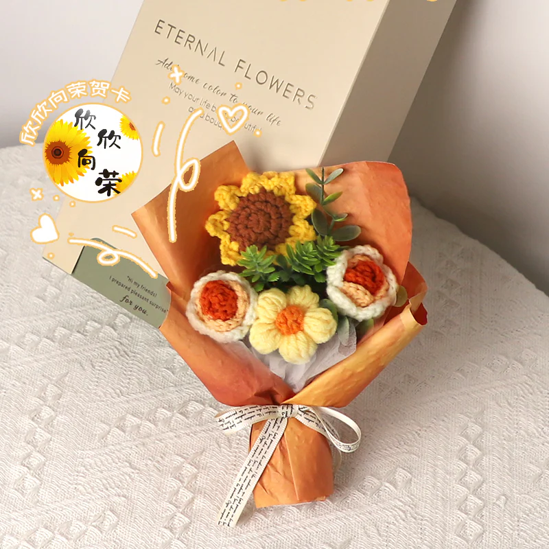 handmade knitted wool flower bouquet - Image 8