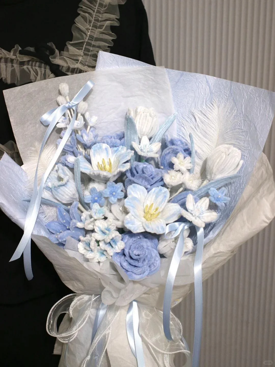 handmade twist stick blue rose bouquet - Image 5