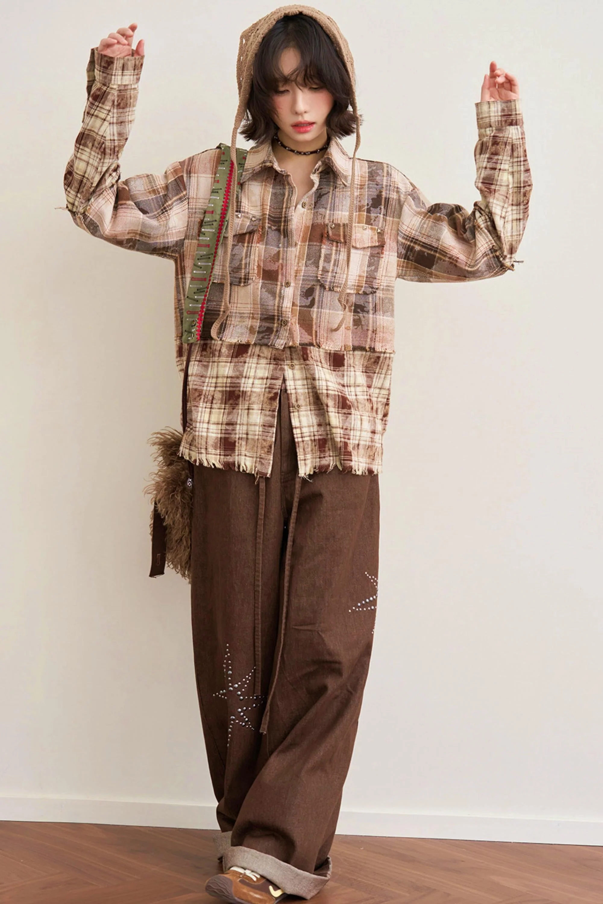 Hazelnut Latte Plaid Blouse - Image 11