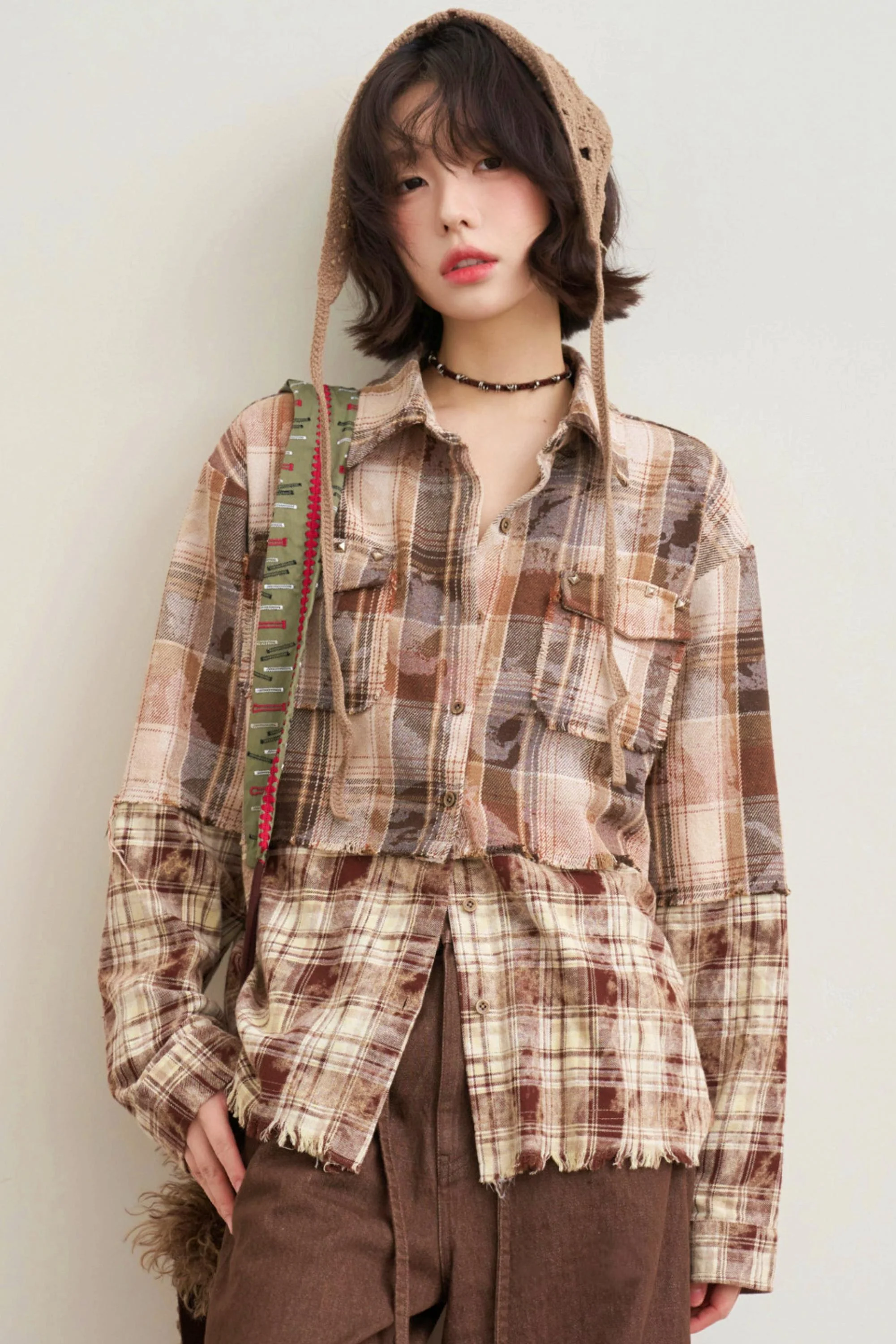 Hazelnut Latte Plaid Blouse - Image 13