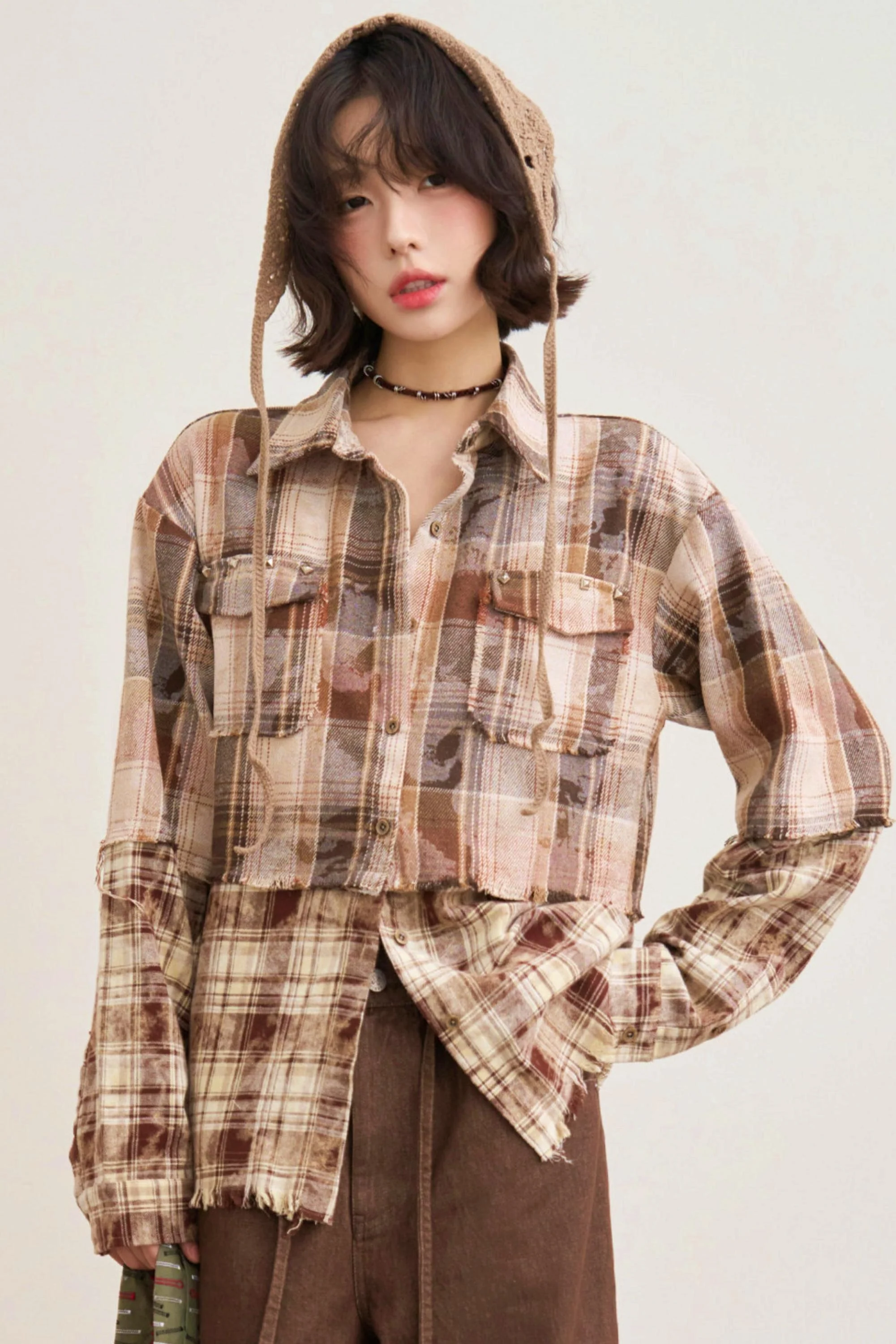 Hazelnut Latte Plaid Blouse - Image 3
