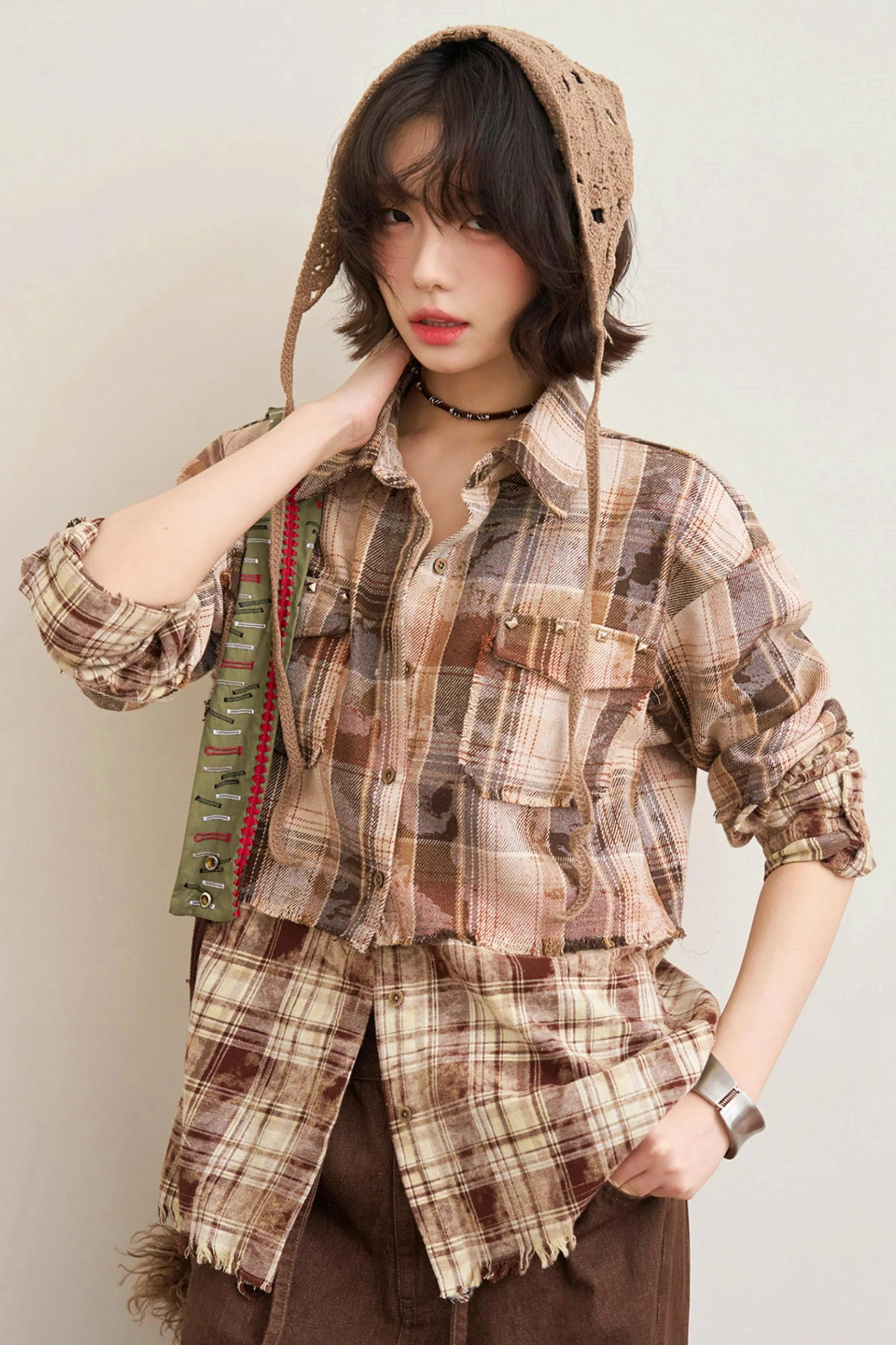 Hazelnut Latte Plaid Blouse - Image 4
