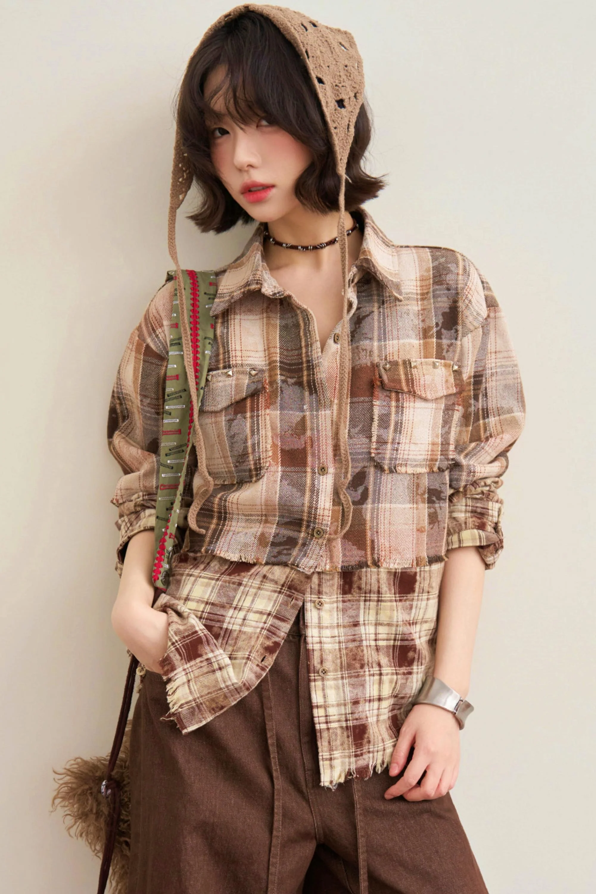 Hazelnut Latte Plaid Blouse - Image 5
