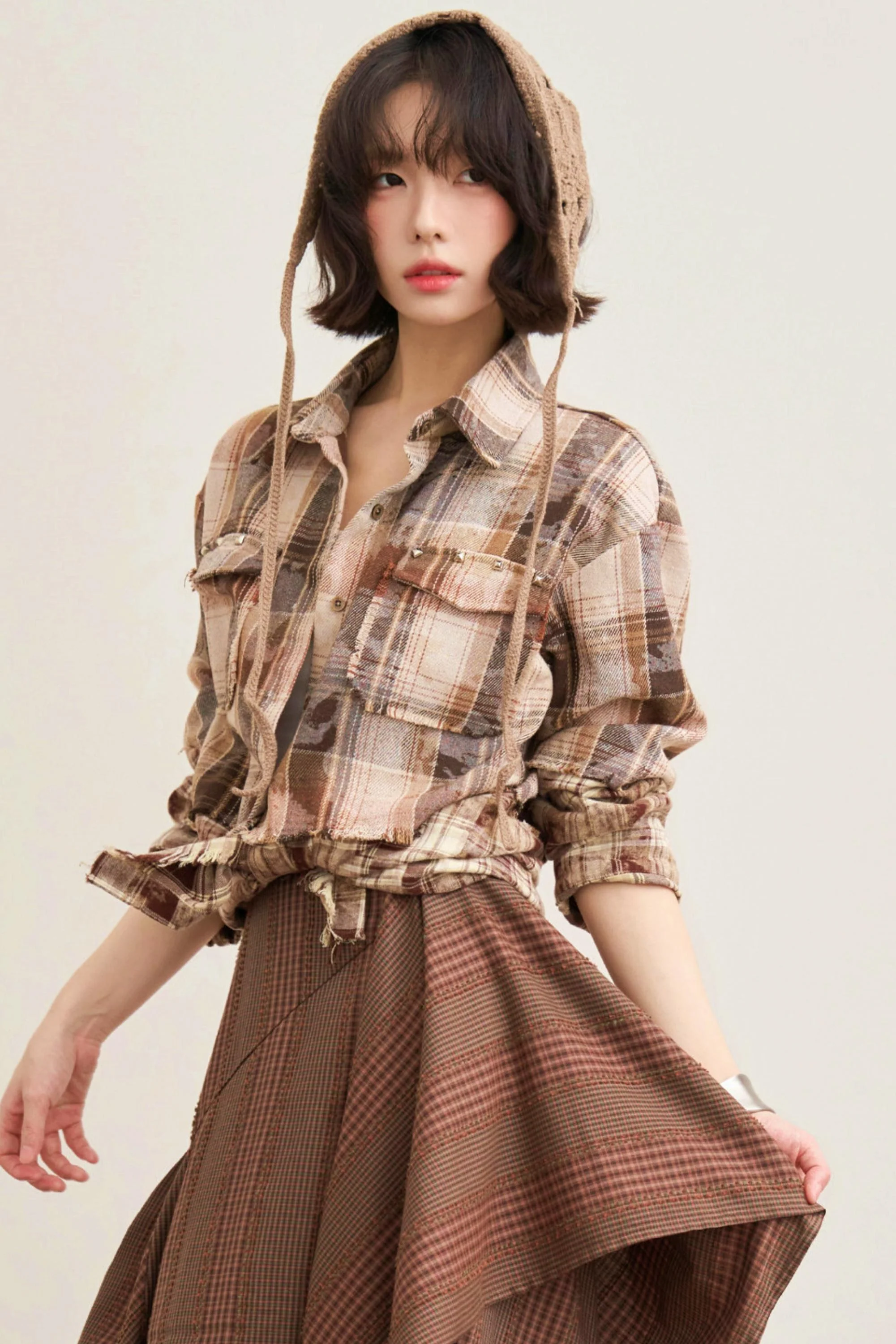 Hazelnut Latte Plaid Blouse - Image 7