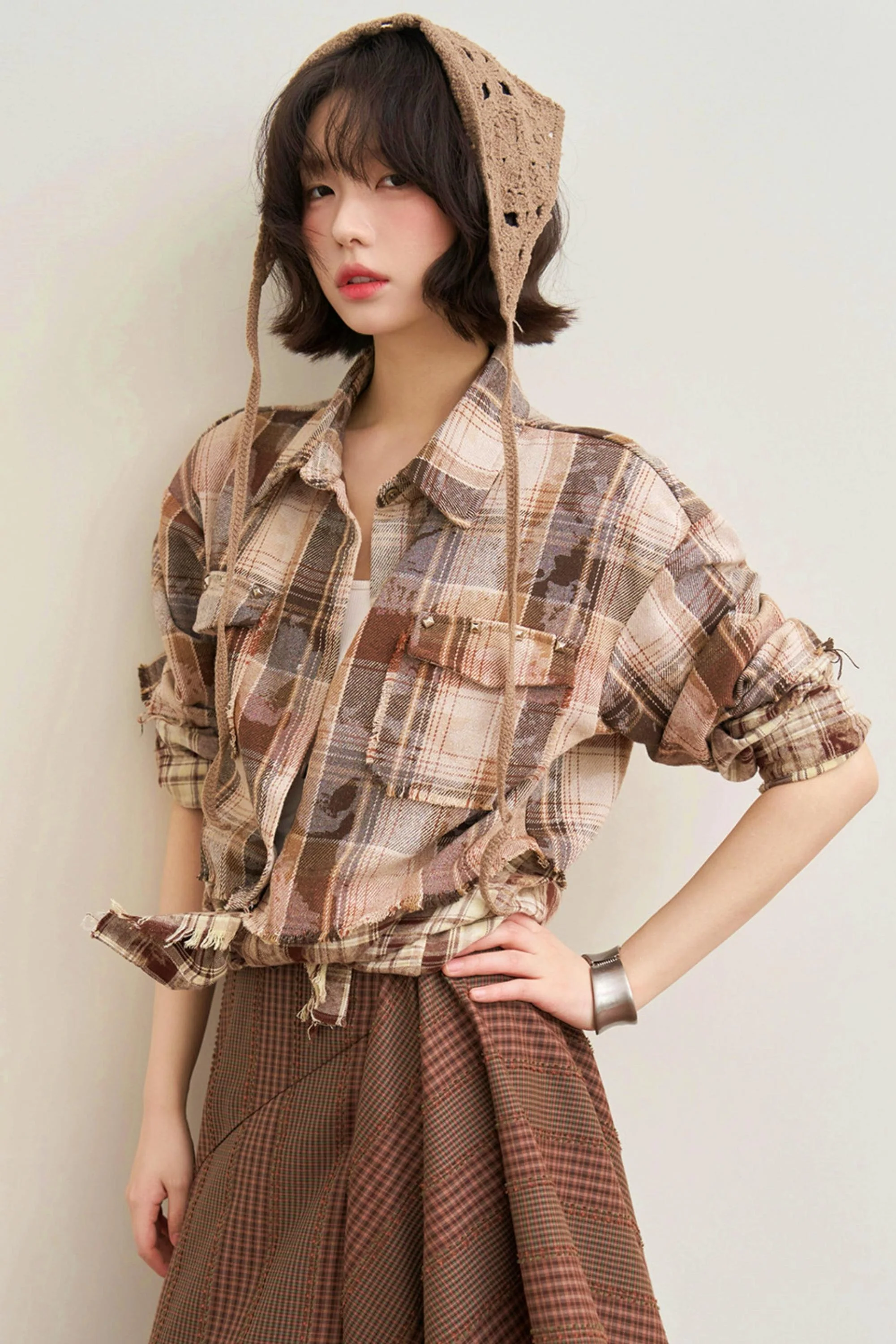 Hazelnut Latte Plaid Blouse - Image 8