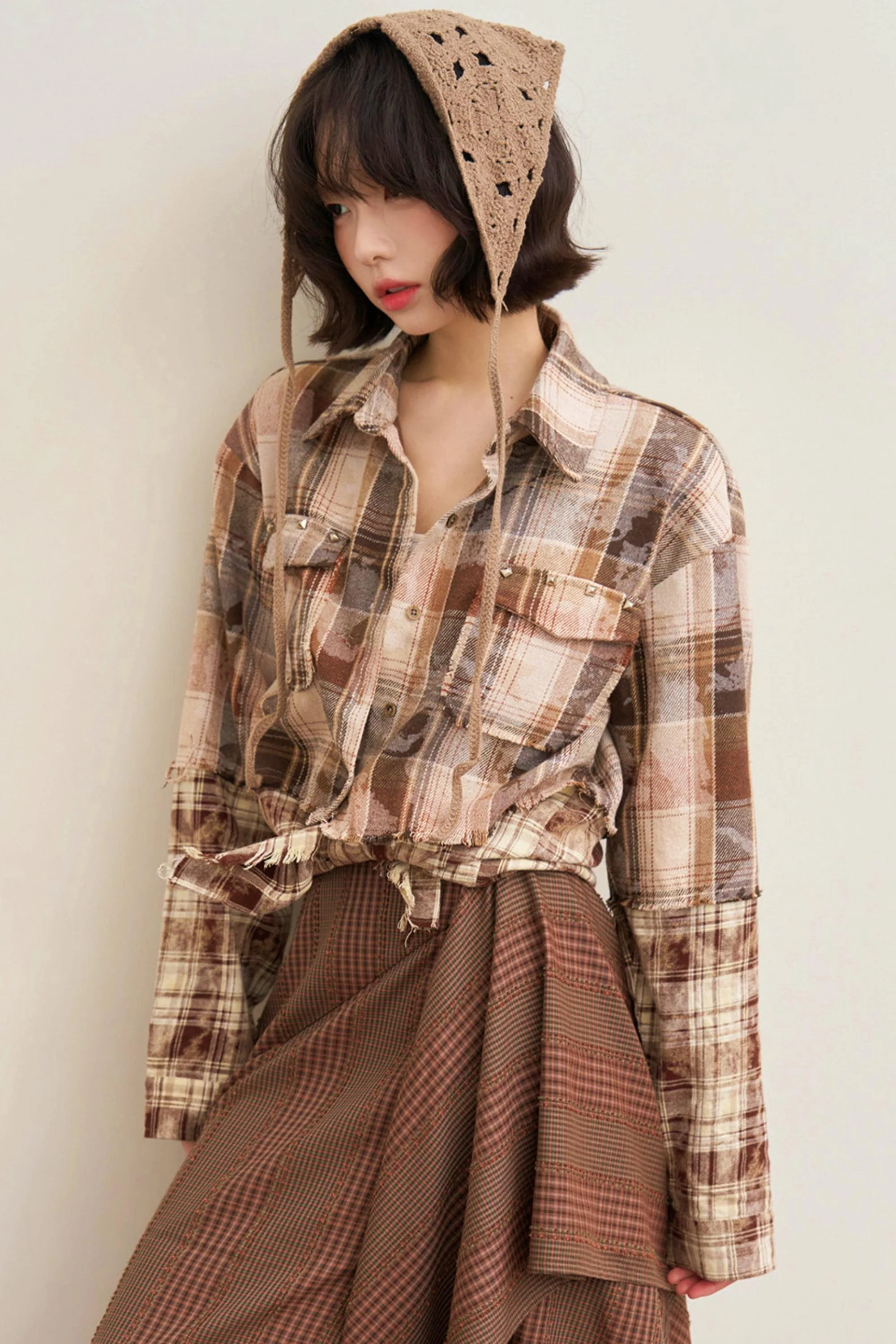 Hazelnut Latte Plaid Blouse - Image 9