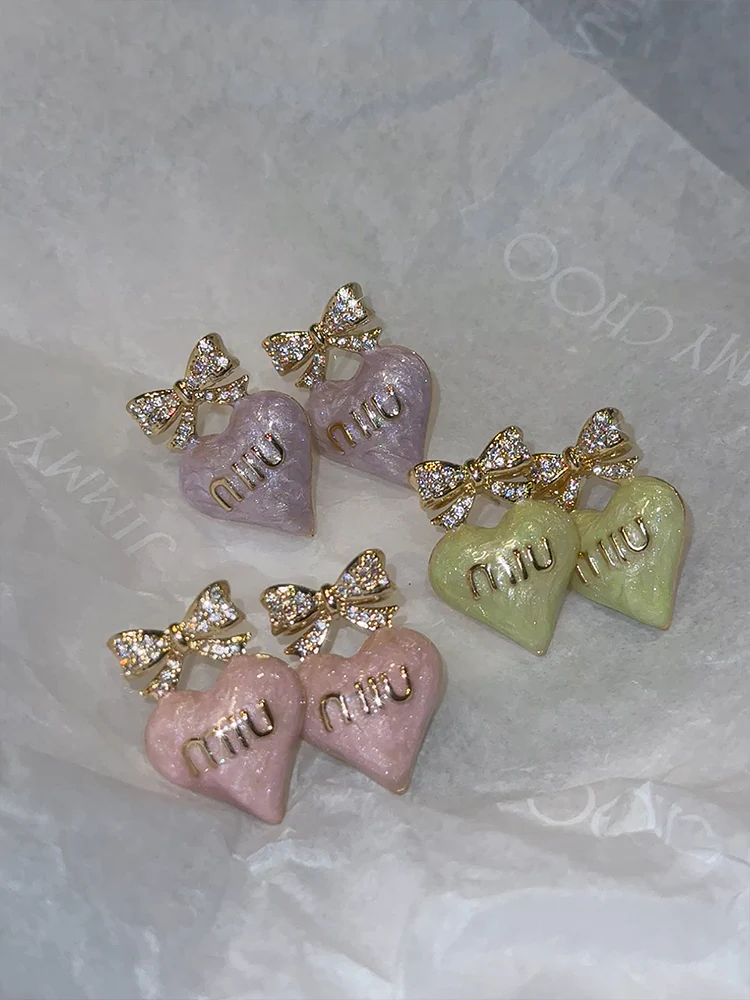 heart bow kawaii earrings