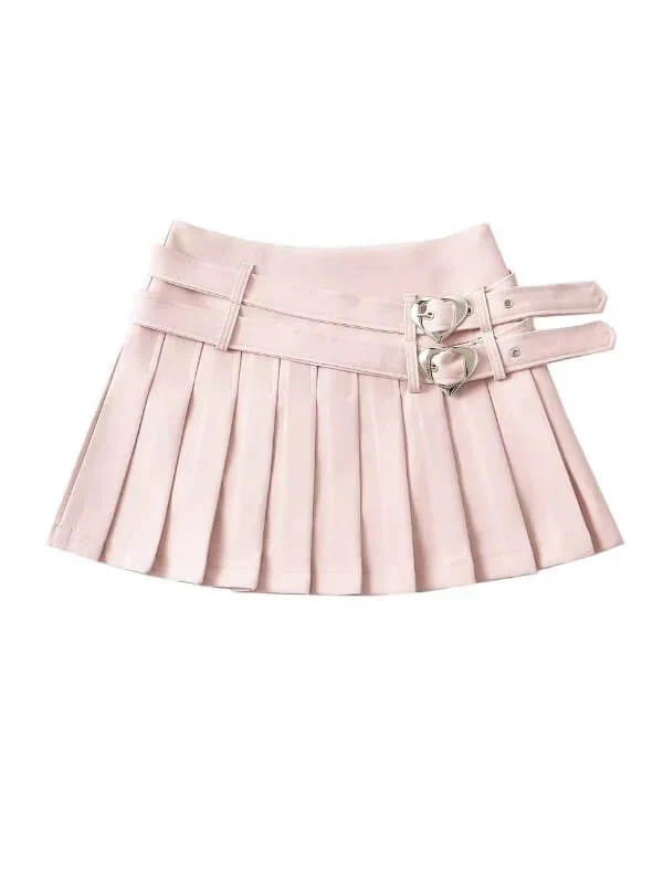 Heart Buckle Pleated Skirt - Image 5