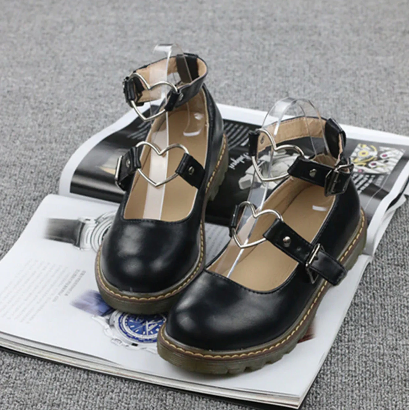 Heart Buckle Wedge Shoes - Image 3