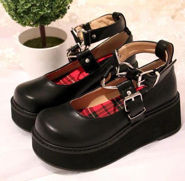 Heart Buckle Wedge Shoes - Image 4