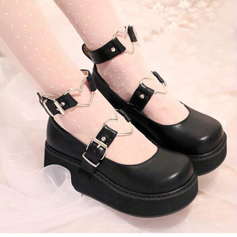 Heart Buckle Wedge Shoes - Image 7