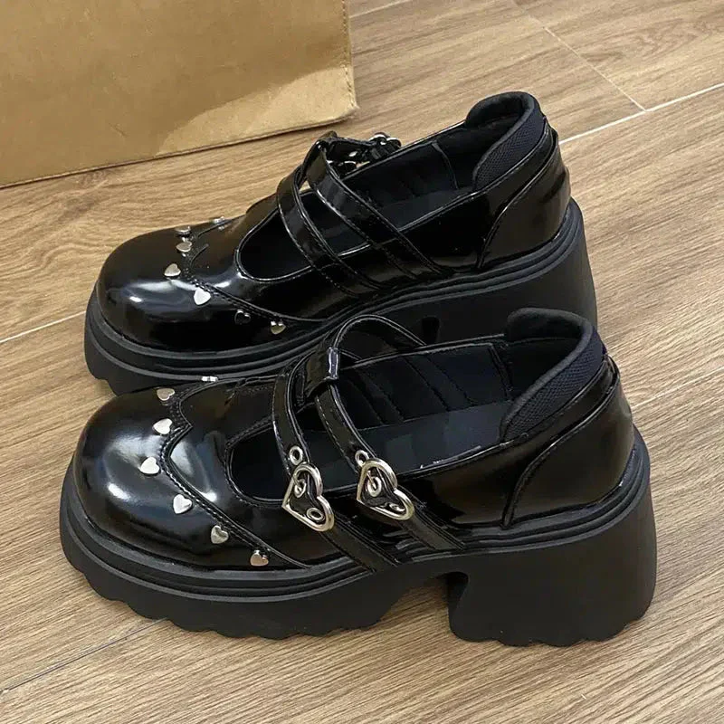 Heart Buckled Platform Mary Jane Shoes - Image 5