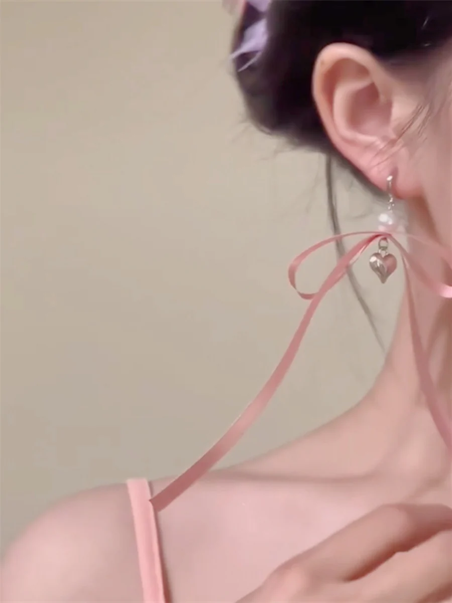 heart coquette bow earrings - Image 2