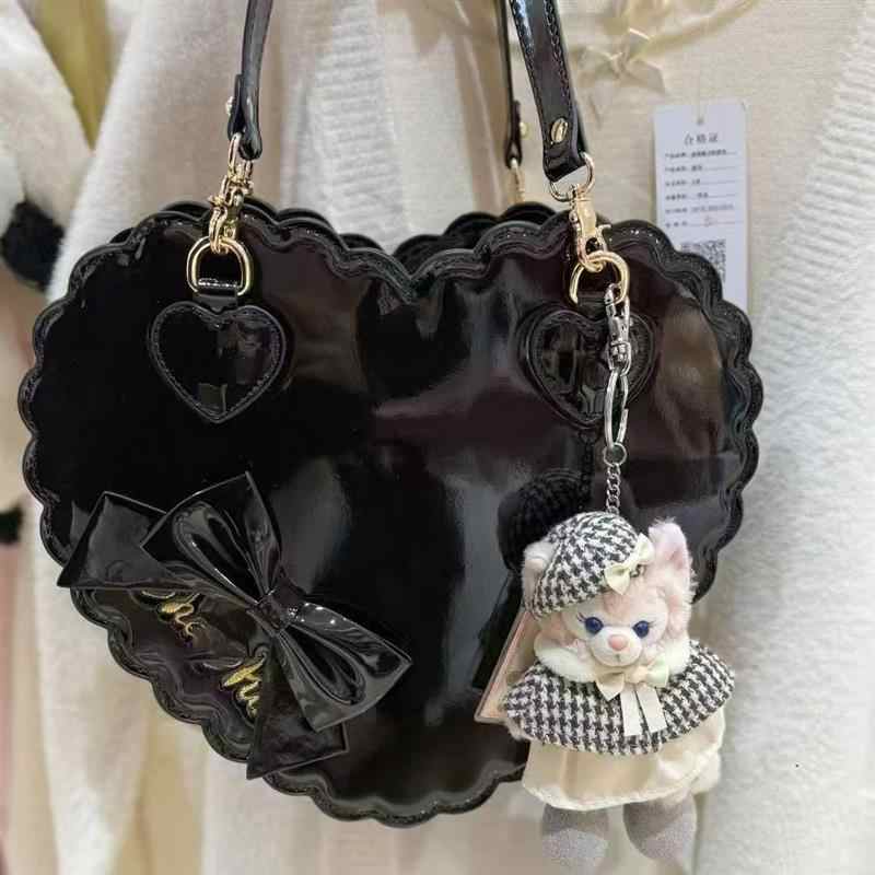 Heart Shape Bow Leather Crossbody Bag - Image 2