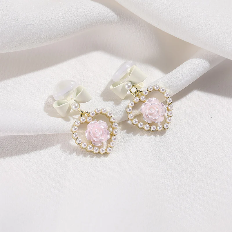 hearts pearls kawaii earrings - Image 2