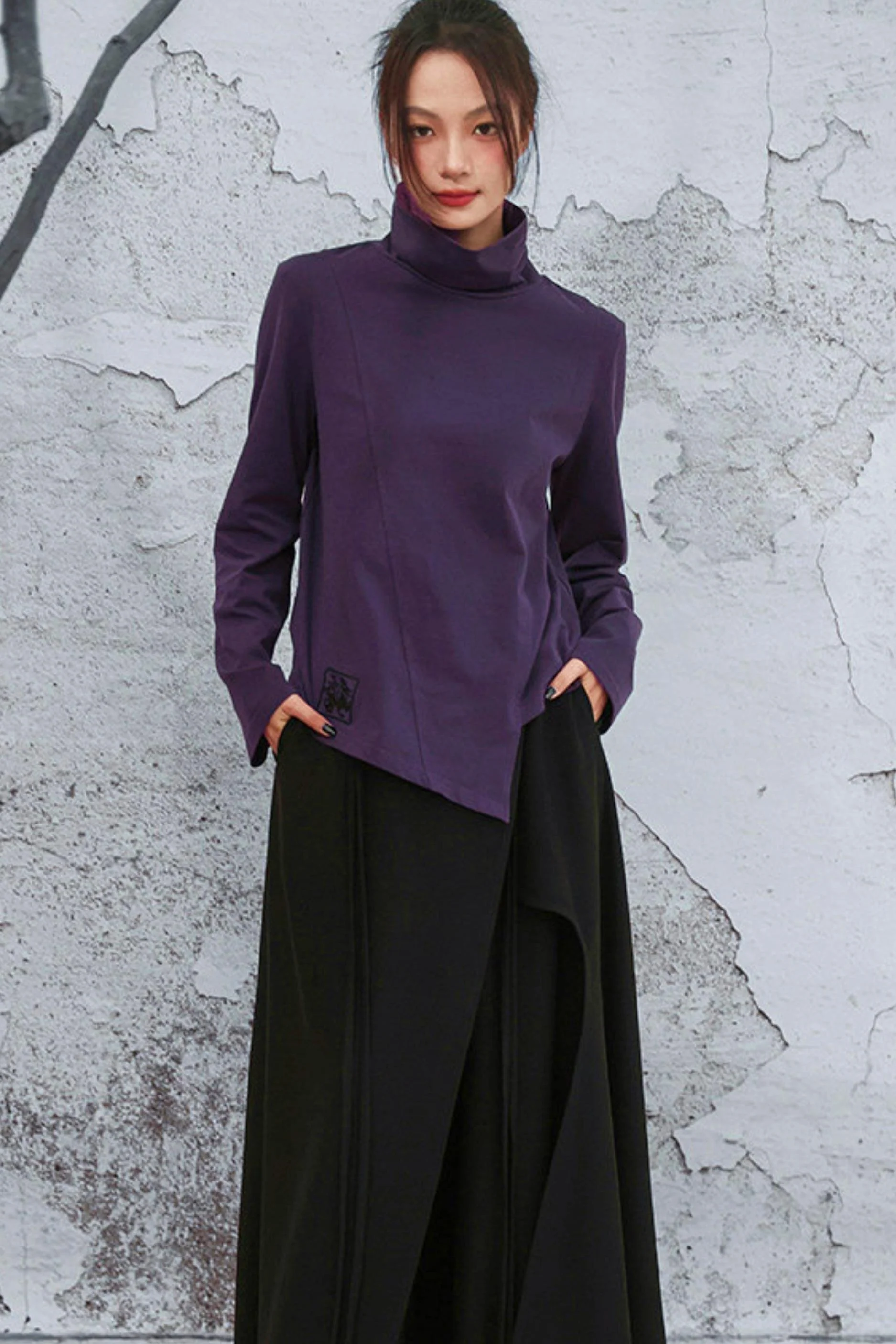 Edgy Purple Turtleneck Top - Image 7