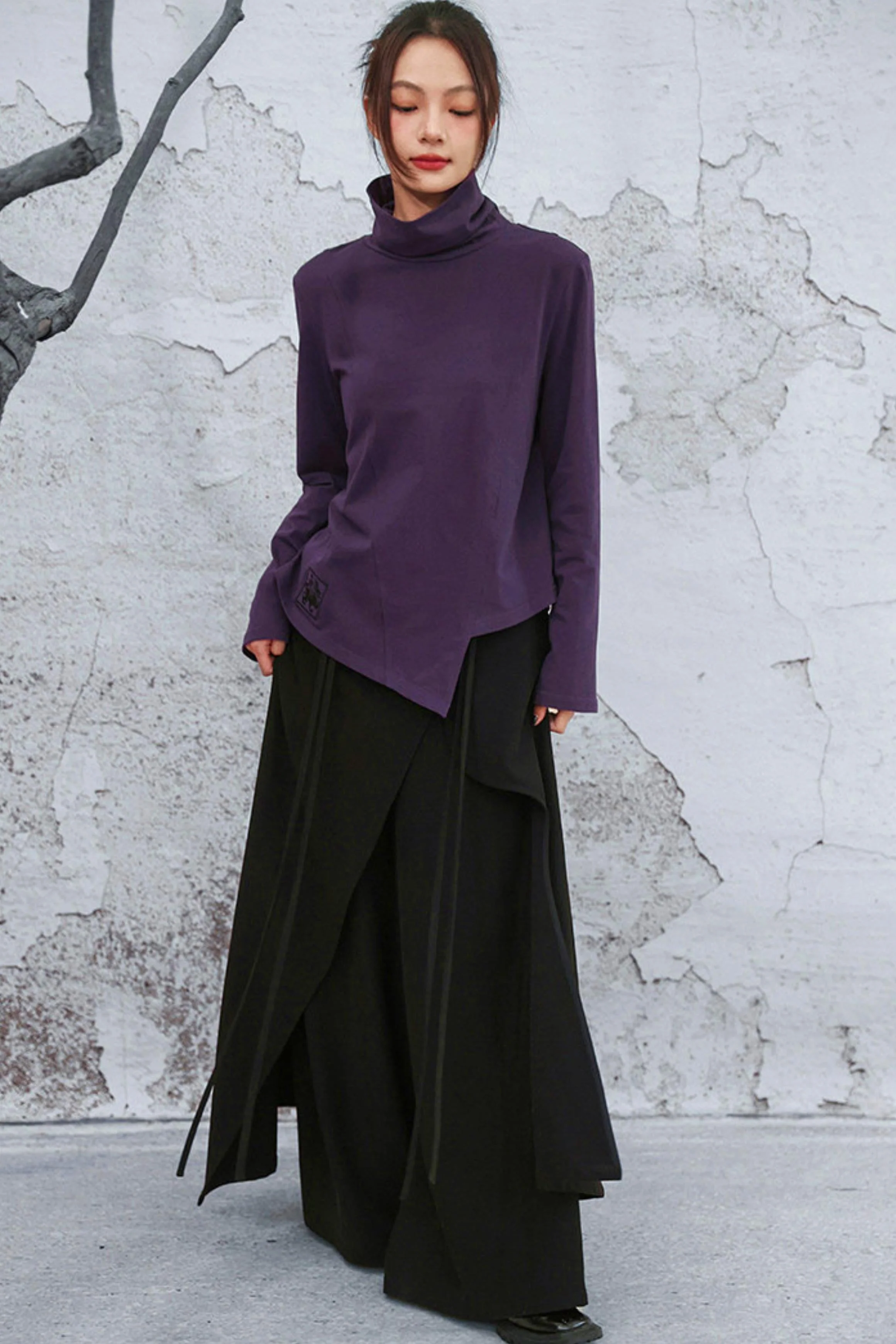 Edgy Purple Turtleneck Top - Image 8