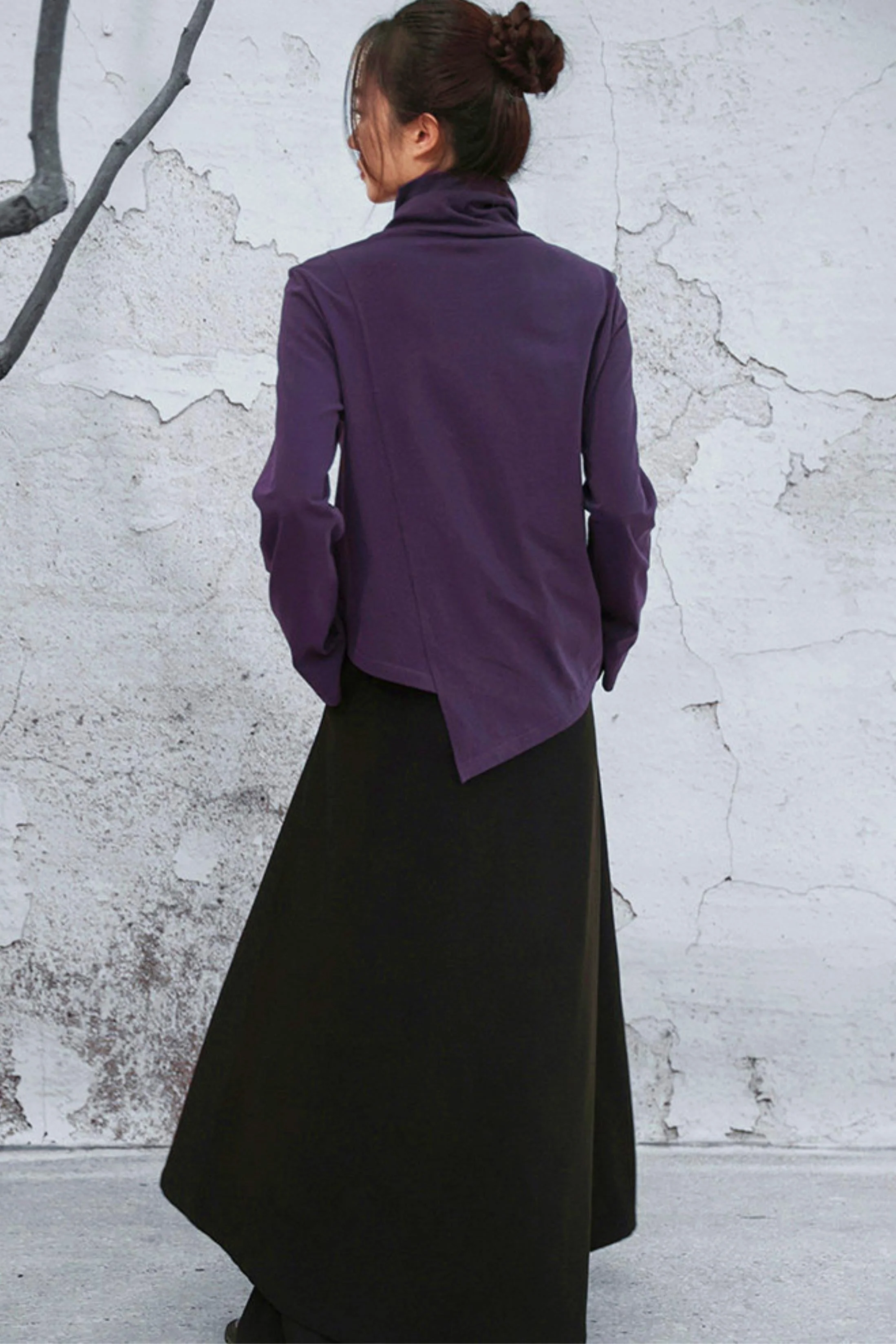 Edgy Purple Turtleneck Top - Image 10