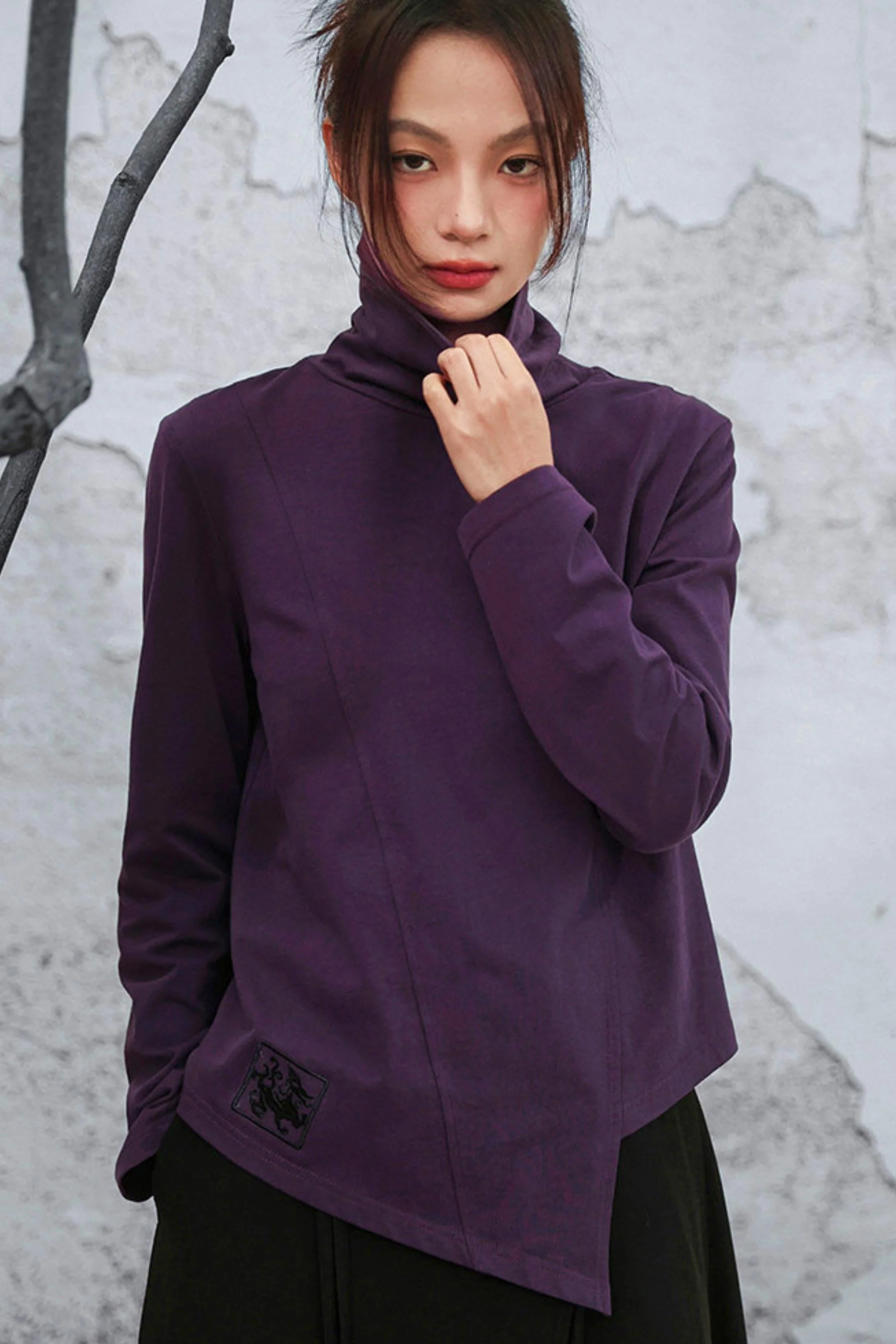 Edgy Purple Turtleneck Top - Image 2