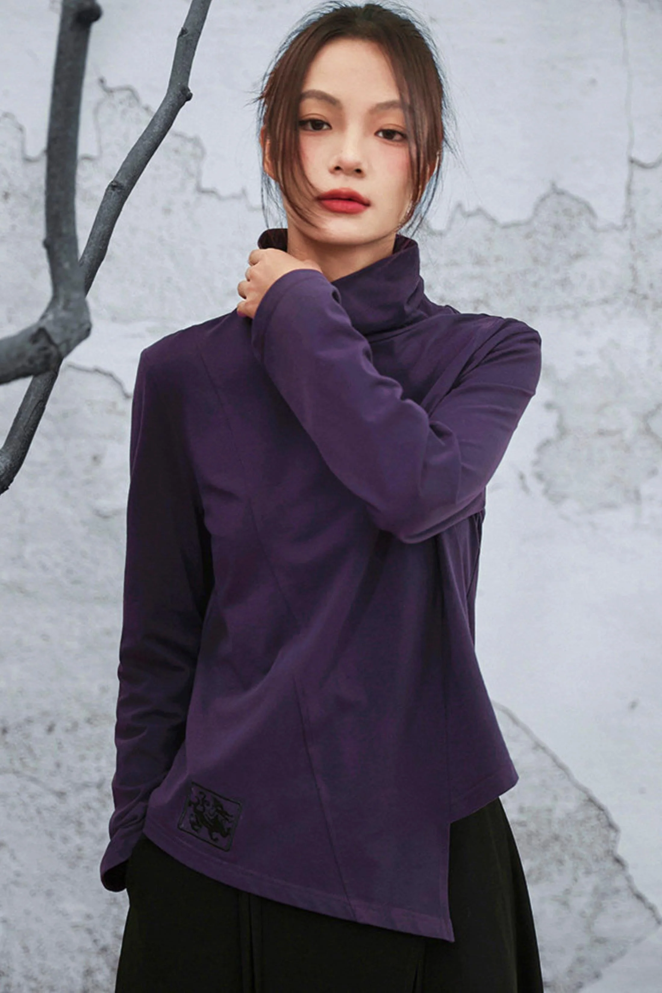 Edgy Purple Turtleneck Top - Image 3