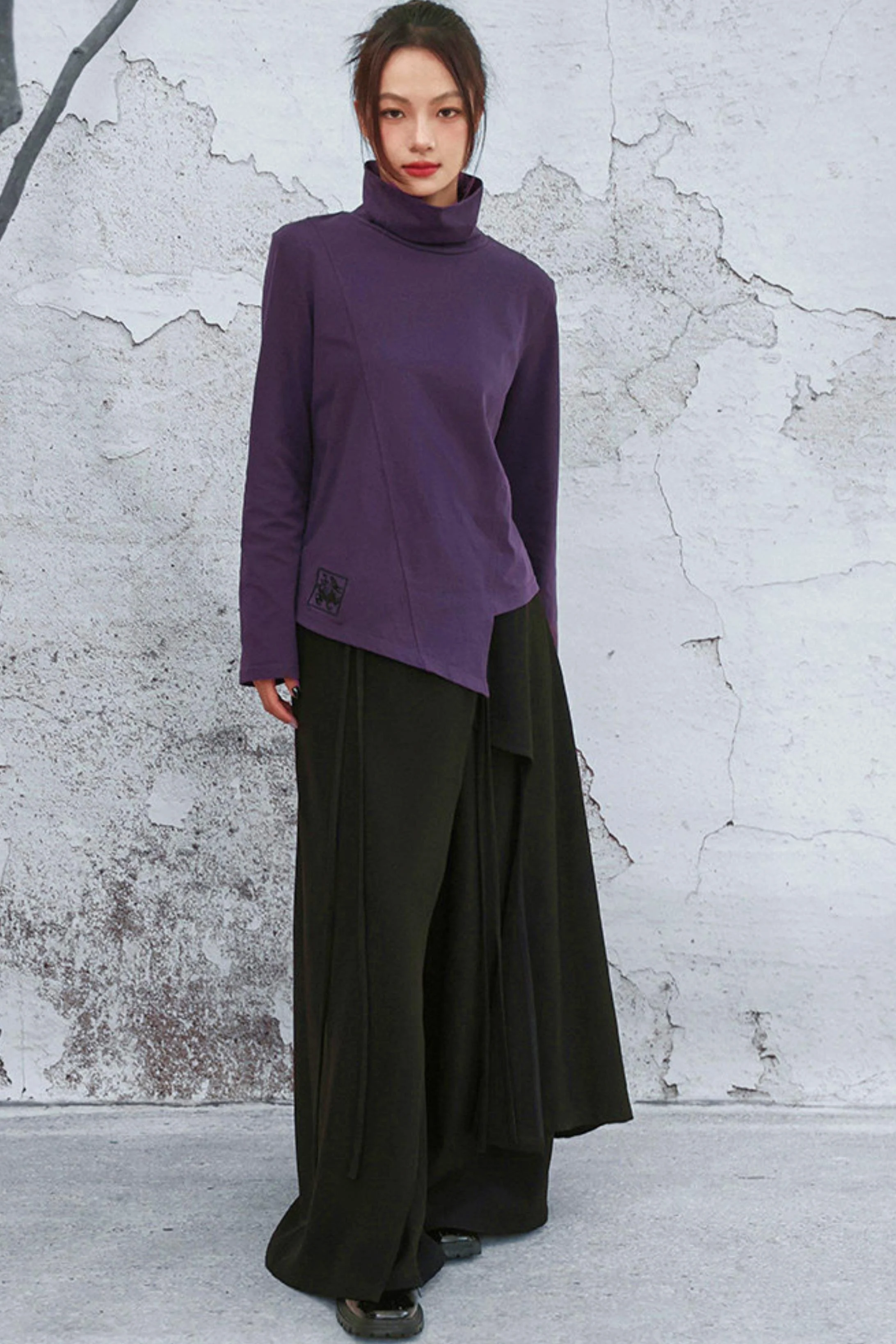 Edgy Purple Turtleneck Top - Image 9