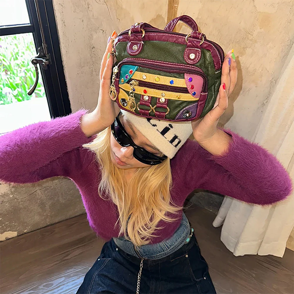 Hippie Aesthetic Patchwork Mini Bag - Image 3
