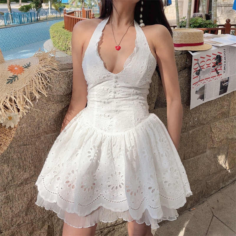 Hollow Cotton Halter-neck Dress - Image 2