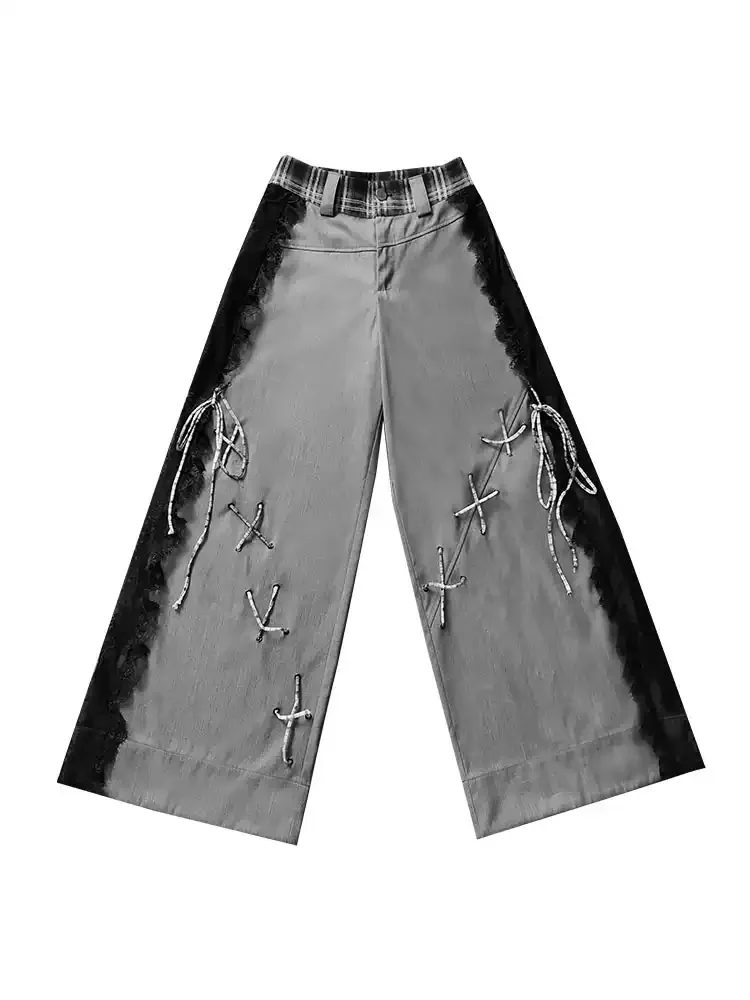 hollow lace stitching suit pants - Image 5