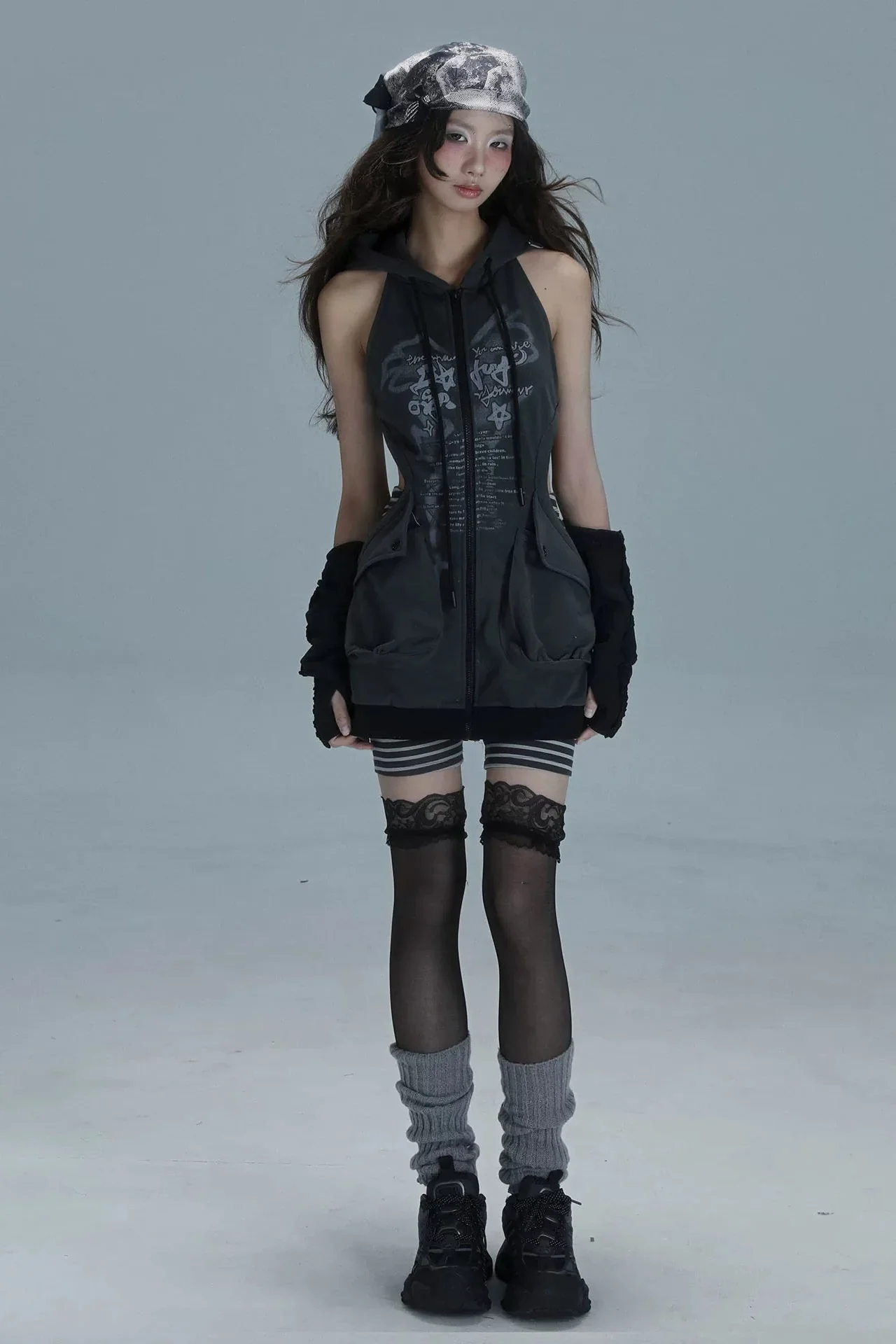 Sleeveless Hoodie Zip Dress - Image 9