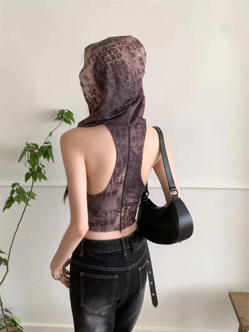 Hooded Brown Corset Top - Image 2