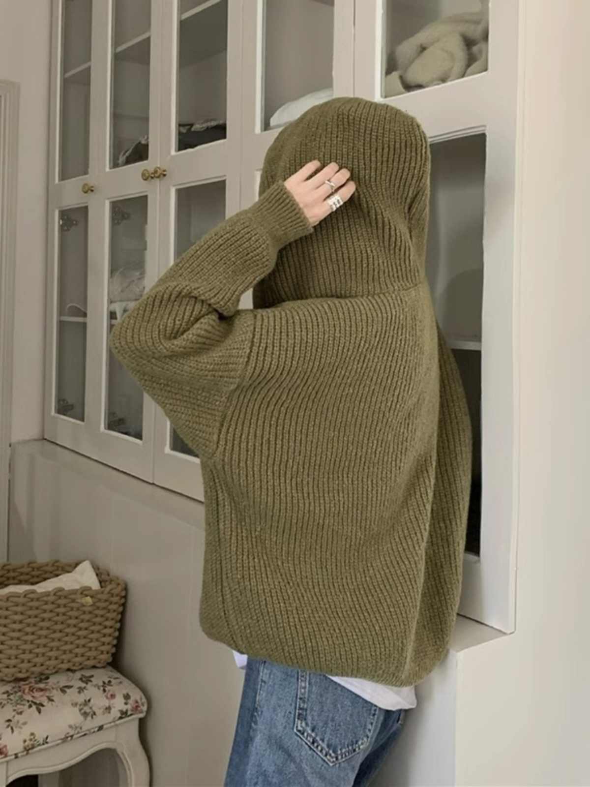 Hooded Knitted Cardigan - Image 4