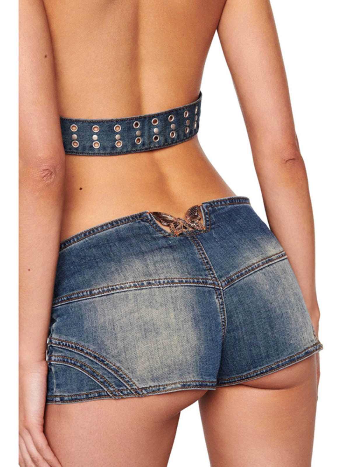 Hot Girl Halter Neck Halter Denim Top - Image 4