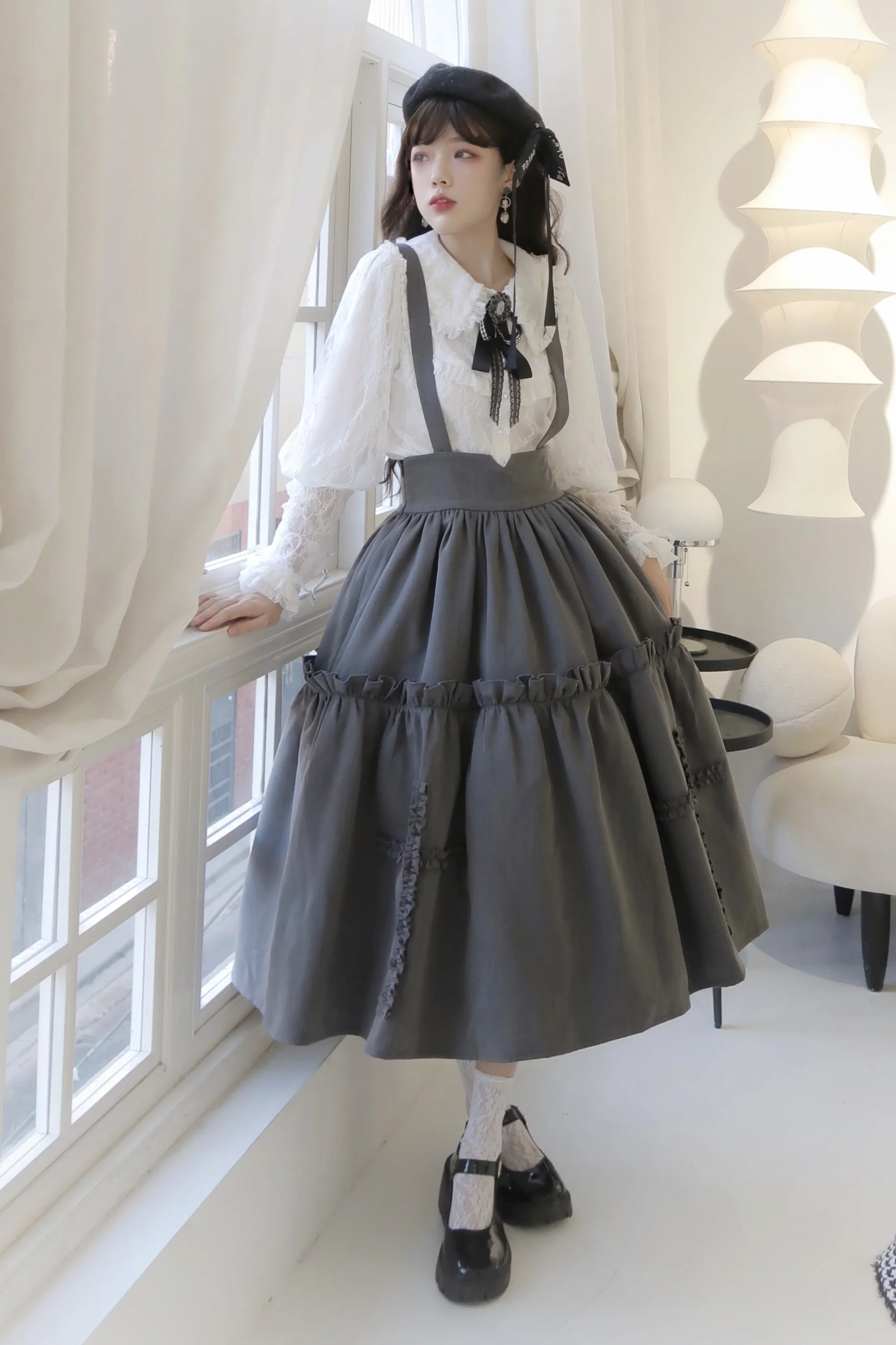 Retro Style Lolita Suspender Skirt - Image 2